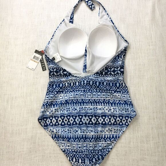 Jantzen One Piece Swimsuit Women 12 Tribal Print Halter Neck Beach Bathing Suit - Picture 6 of 16